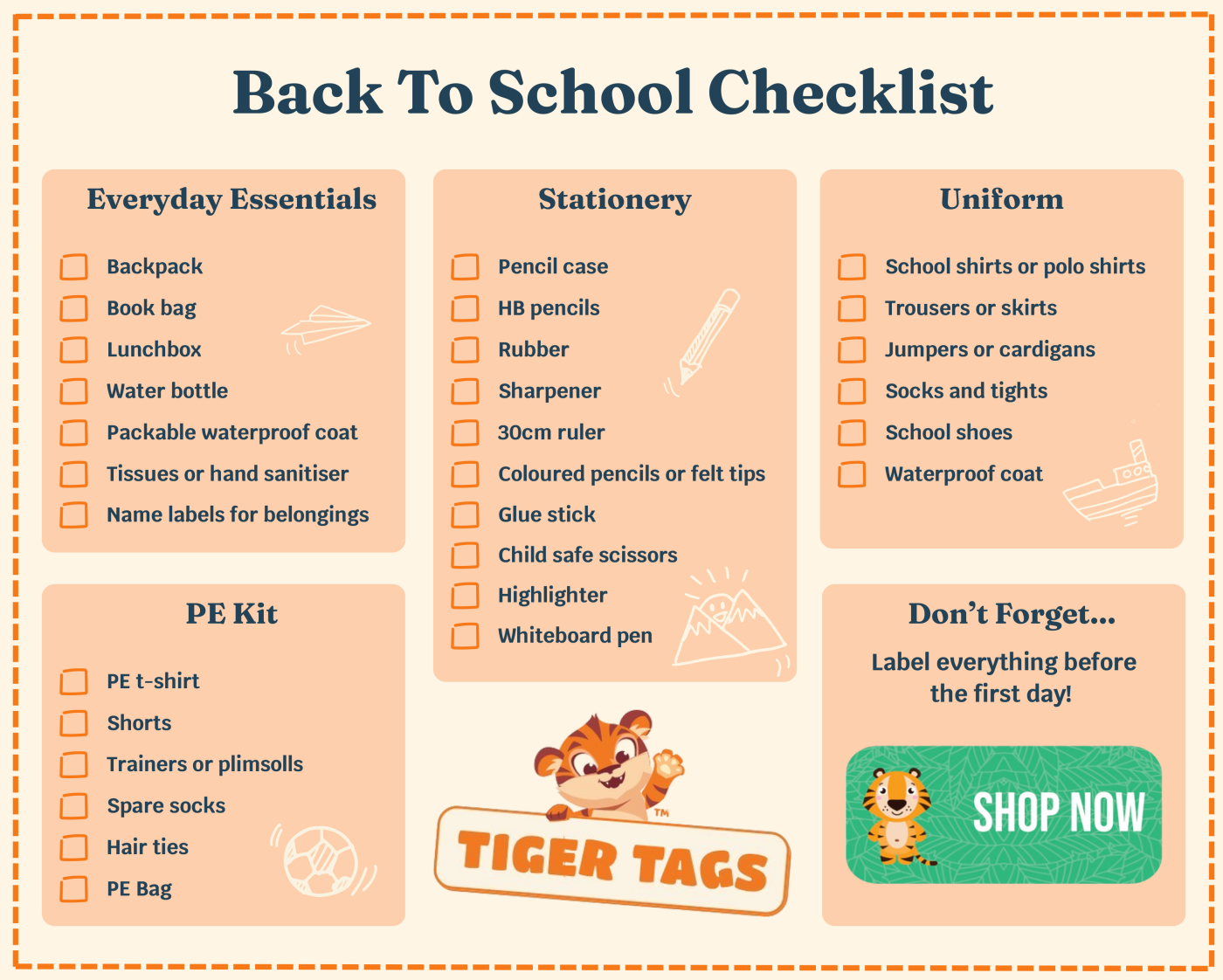 Back to School Checklist 2025